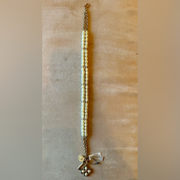 Chico’s Necklace NWT Gold tone Maltese Cross Pearl Pendant Double Strand 20” - Picture 3 of 11